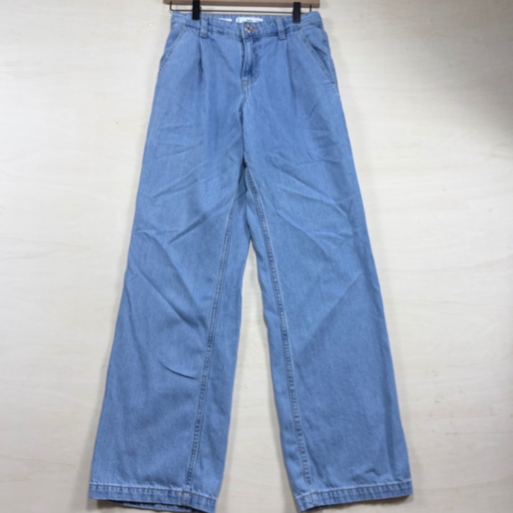 MNG Mango Arletita Wide Leg Jeans Light Wash High Rise Blue Denim Size 0